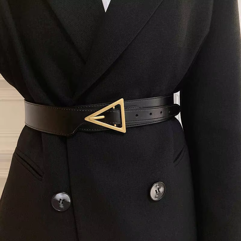 Ceinture décorative en cuir véritable pour femme avec drapeau de luxe