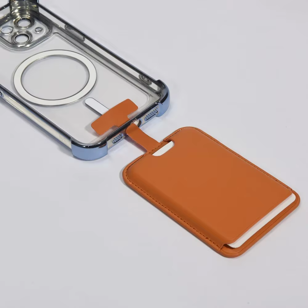 Porte-carte à fixation magnétique en cuir