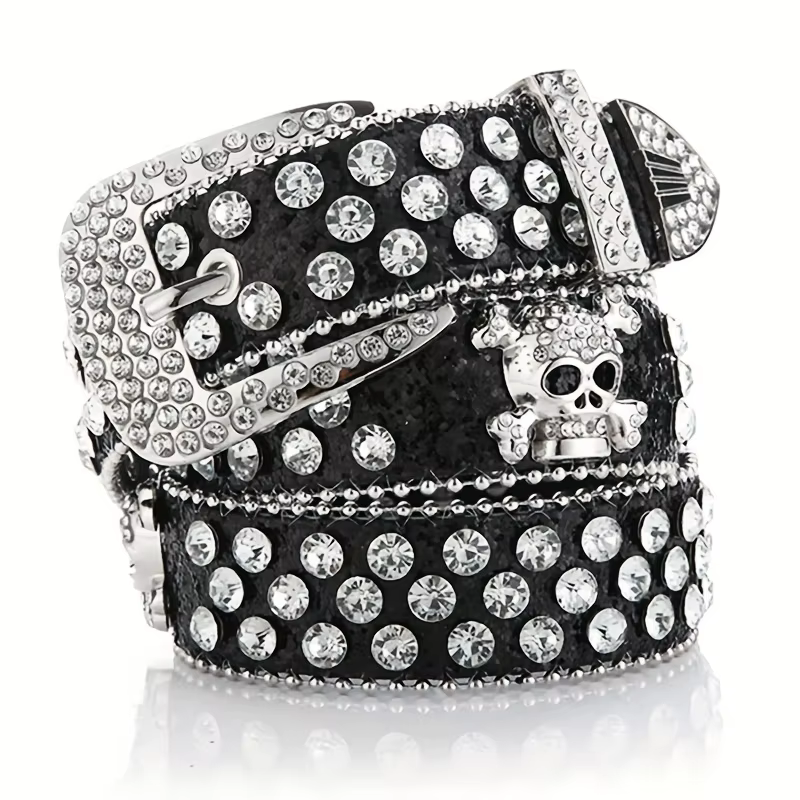 Glamour ceinture en PU rivetée en strass : l'accessoire parfait de style occidental pour les jeans Y2K!
