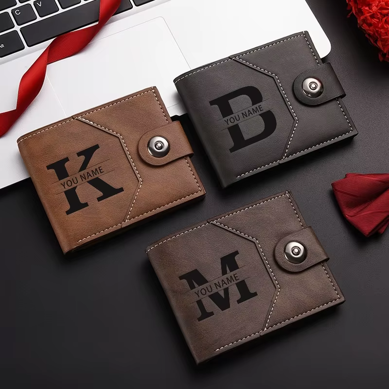 Portefeuille court pour homme en cuir PU personnalisé