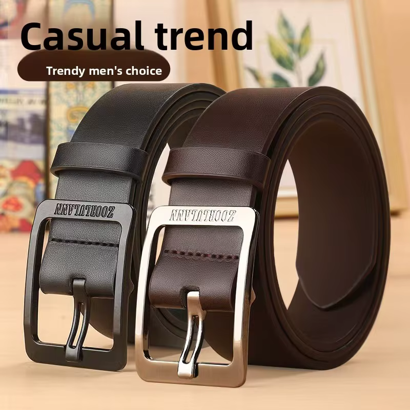 Ceinture en cuir PU noir pour homme
