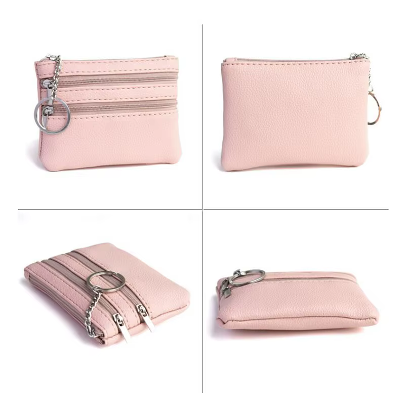 Porte-monnaie en cuir Pu noir pour hommes et femmes