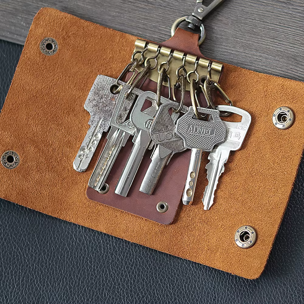 Porte-clés en cuir pour hommes – Organisateur de pochette à clés multifonctionnel avec clip de ceinture suspendu à la taille