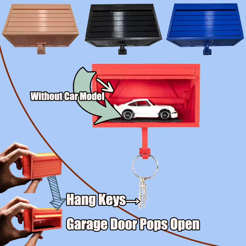 Porte-clés de garage avec porte ouvrante - Mini porte-clés de garage, présentoir mural