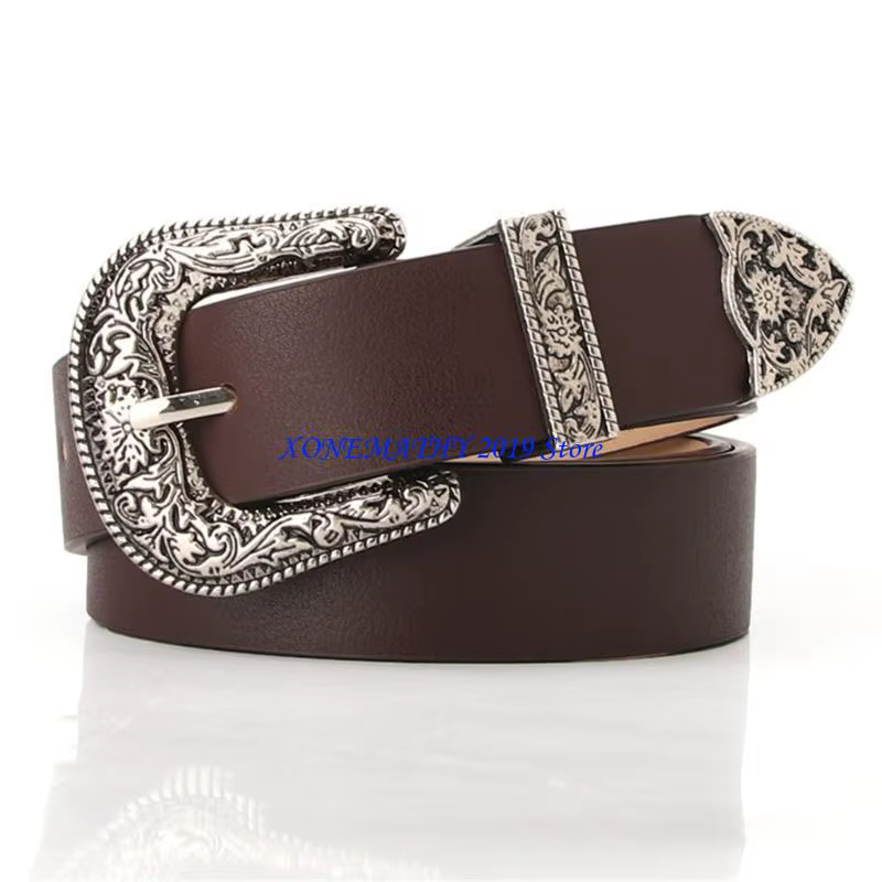 F42F Steampunk mode ceinture femmes ceinture Western Cowgirl boucle ardillon ceinture mince
