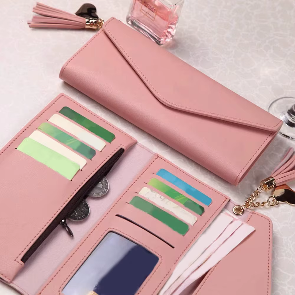 Portefeuille long en cuir PU pour femme