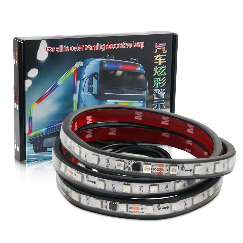 Barre lumineuse LED RVB étanche avec télécommande pour camion, lumière de sauna flexible, escales lumineuses décoratives, 24V, 1.5m, 2.4m