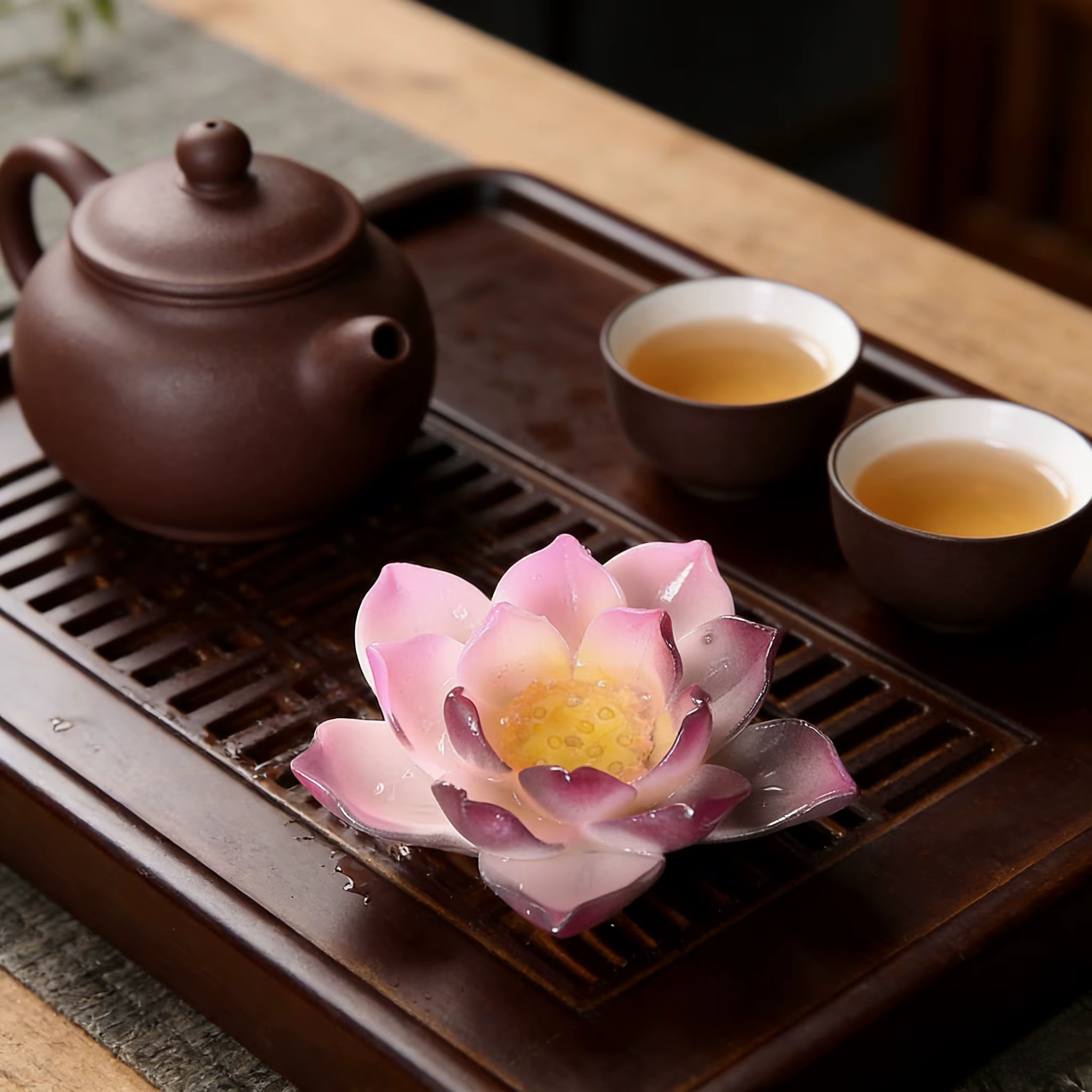 Figurine de thé en forme de lotus changeant de couleur, porte-bonheur, ornement Feng Shui pour le bureau et la maison, accessoires de cérémonie du thé, décoration, cadeau idéal