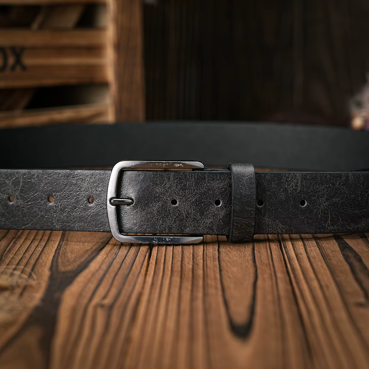 Ceinture en PU marron de style décontracté avec boucle en métal rétro pour homme et femme