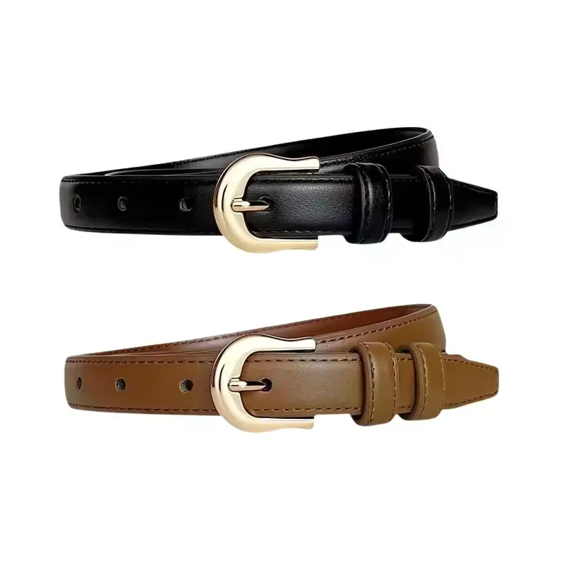 Ceinture pour femme en cuir PU de 2 cm de large avec boucle métallique