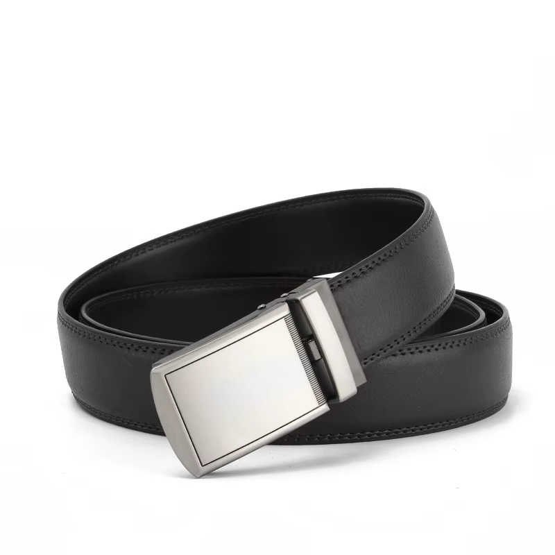 Ceinture en cuir de luxe de couleur unie pour homme