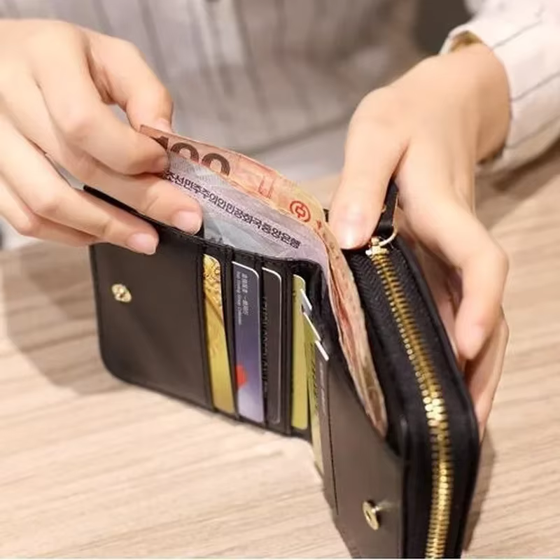 Portefeuille court en cuir PU pour femmes