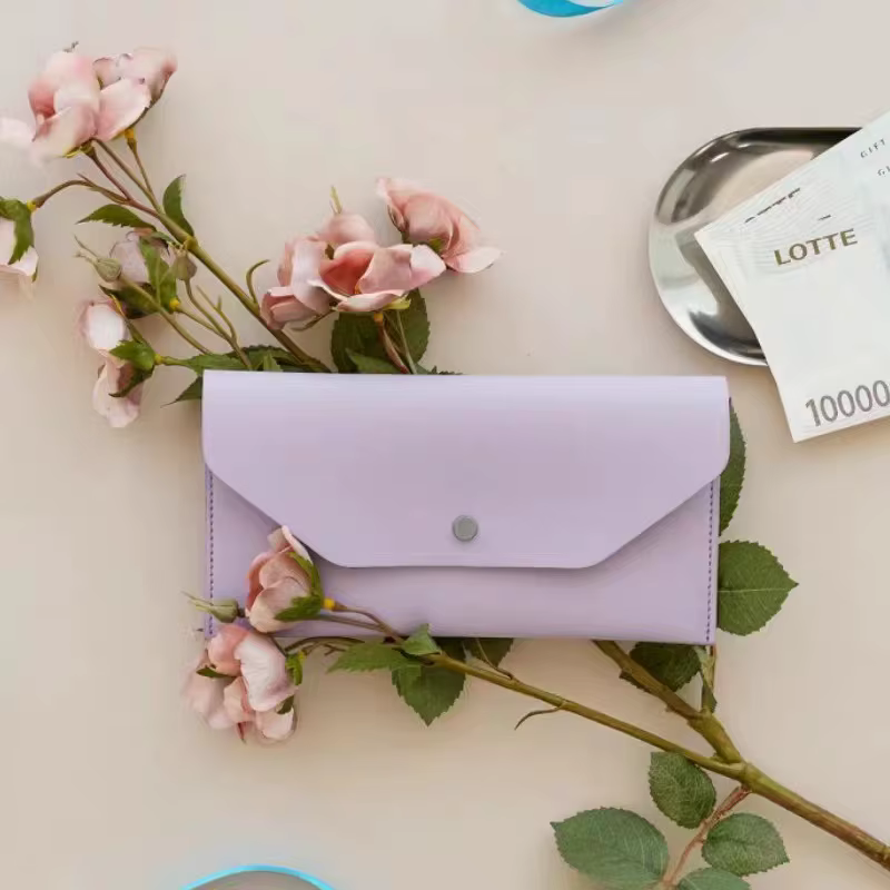 Portefeuille long en cuir PU de couleur unie pour femmes, style coréen minimaliste, pochette multi-cartes, petite bourse à monnaie portable, sac à main quotidien