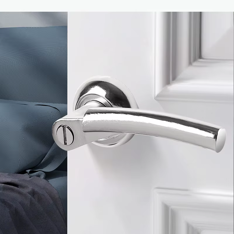 Serrure de porte intérieure en bois massif, serrures silencieuses en alliage d'aluminium, poignée de porte argentée, serrure de sécurité, accessoires de quincaillerie pour portes, serrures à clé