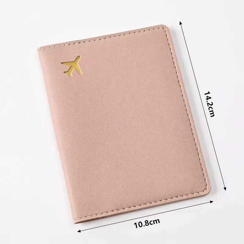 Porte-passeport en cuir PU de couleur unie pour femmes et hommes