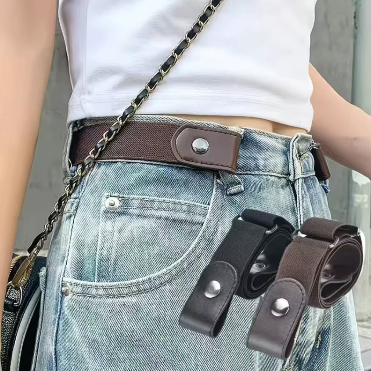 2 pièces/ensemble sans boucle ceinture élastique pour femmes hommes unisexe