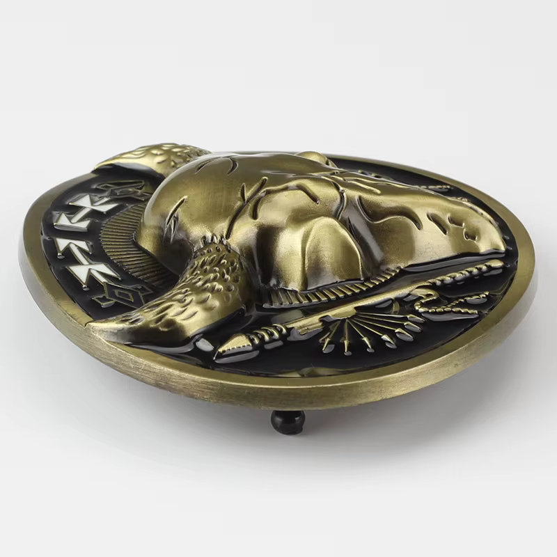 Ceinture tête de mort taureau doré