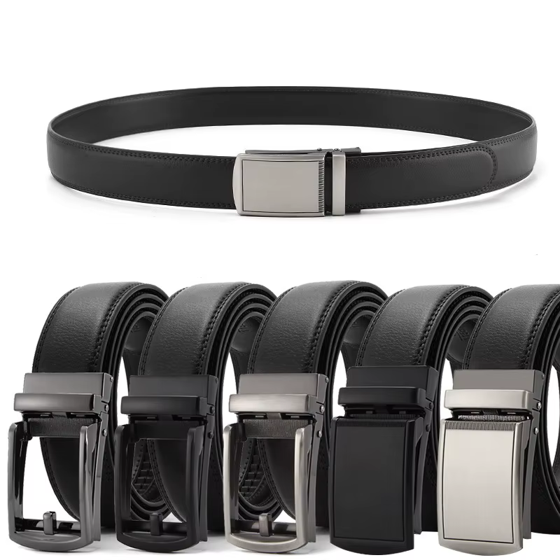 Ceinture en cuir de luxe de couleur unie pour homme