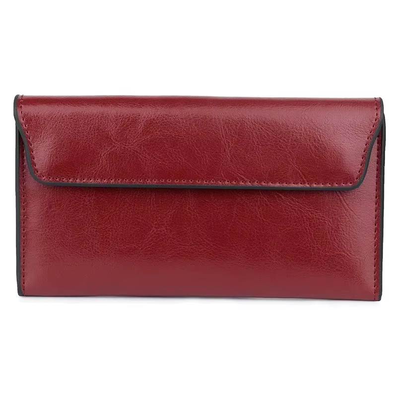 Portefeuille long luxueux en cuir véritable pour femme