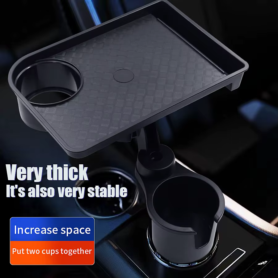 Plateau porte-gobelets pour voiture avec double porte-gobelets, plateau de repas pour voiture, plateau portable réglable pour boissons