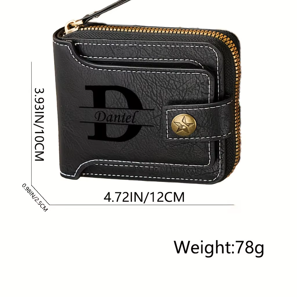 Portefeuille vintage pour hommes en cuir PU avec nom personnalisé avec cadeaux parfaits personnalisés pour les garçons