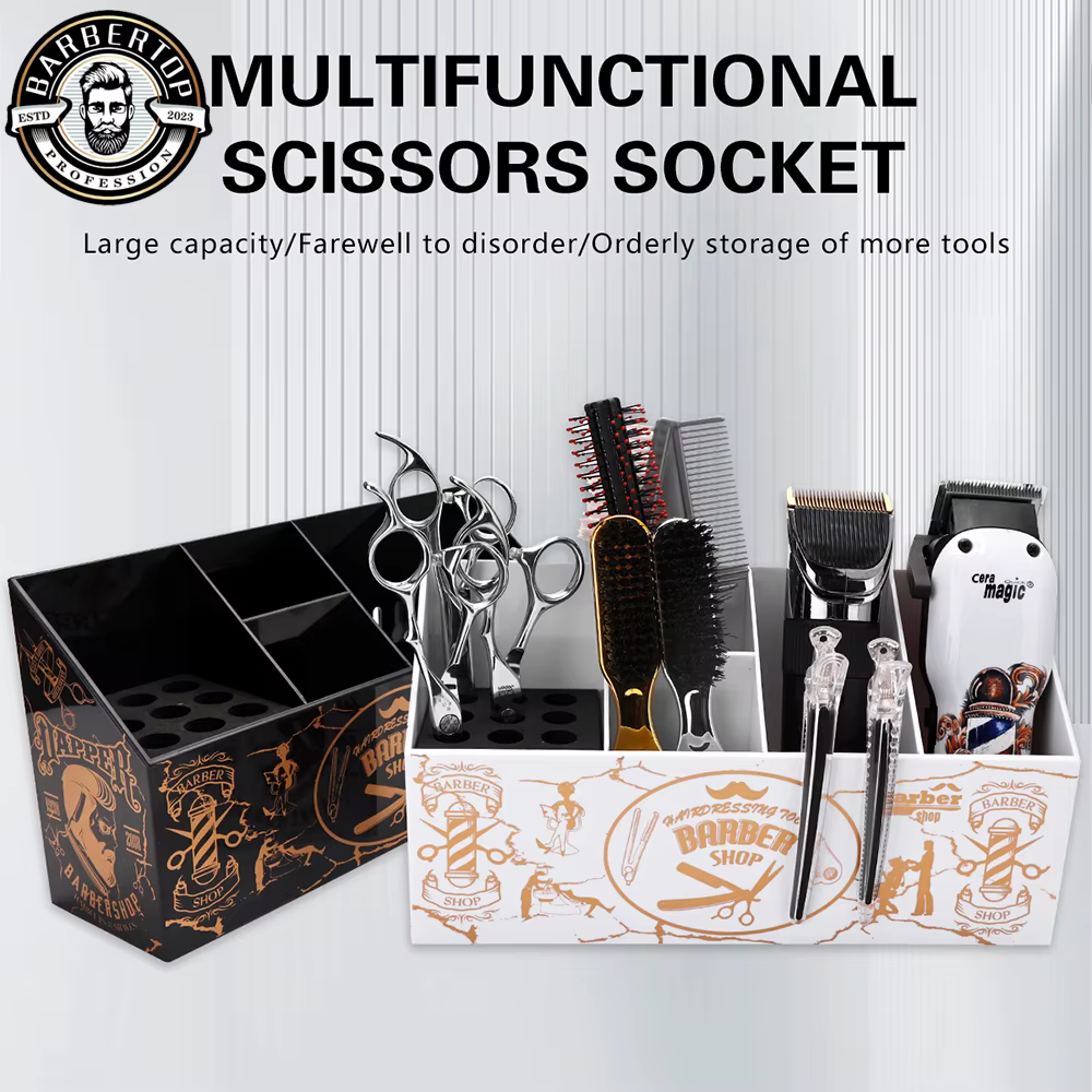 Support de barbier antidérapant multifonctionnel, peigne à cheveux, support de ciseaux, boîte à outils de coiffure, accessoires de salon de coiffure