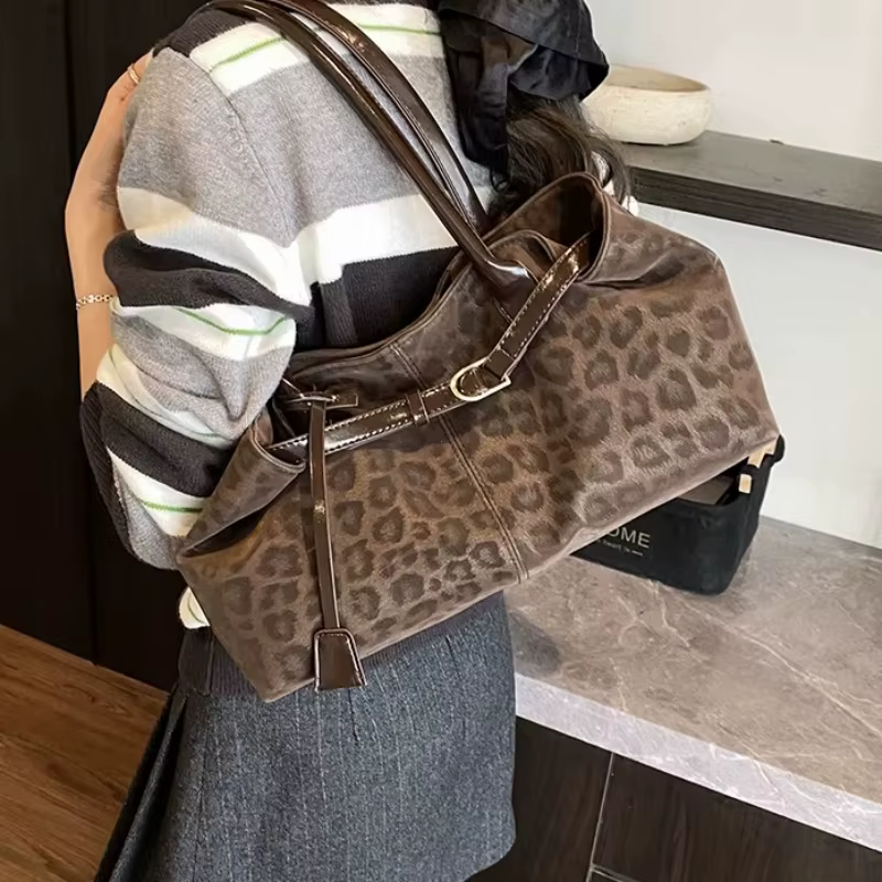 Sacs à bandoulière en cuir PU léopard pour femmes