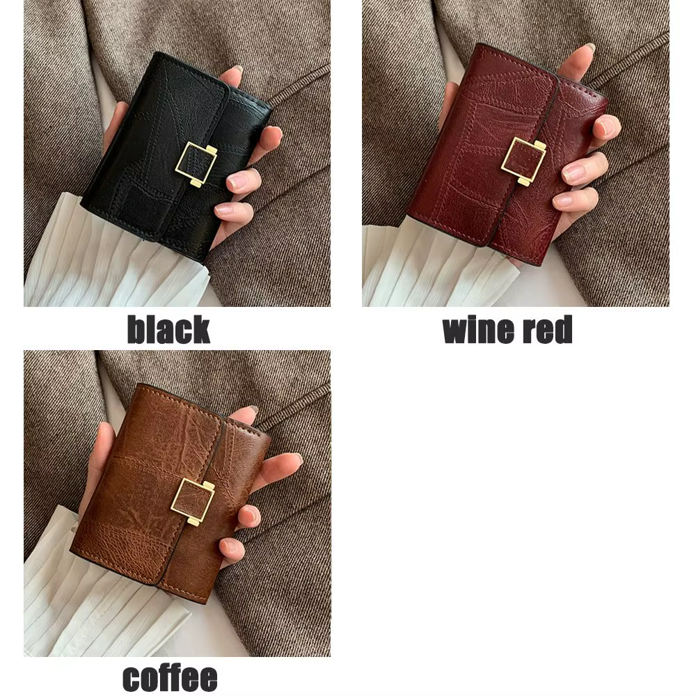 Portefeuille court en cuir vintage pour femme, petit sac à main, mini porte-cartes multi-cartes, porte-monnaie, pochette multifonctionnelle, mode féminine