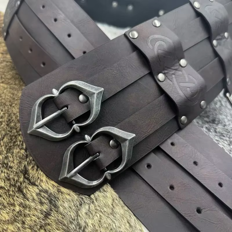 Ceinture en cuir à double largeur pour hommes
