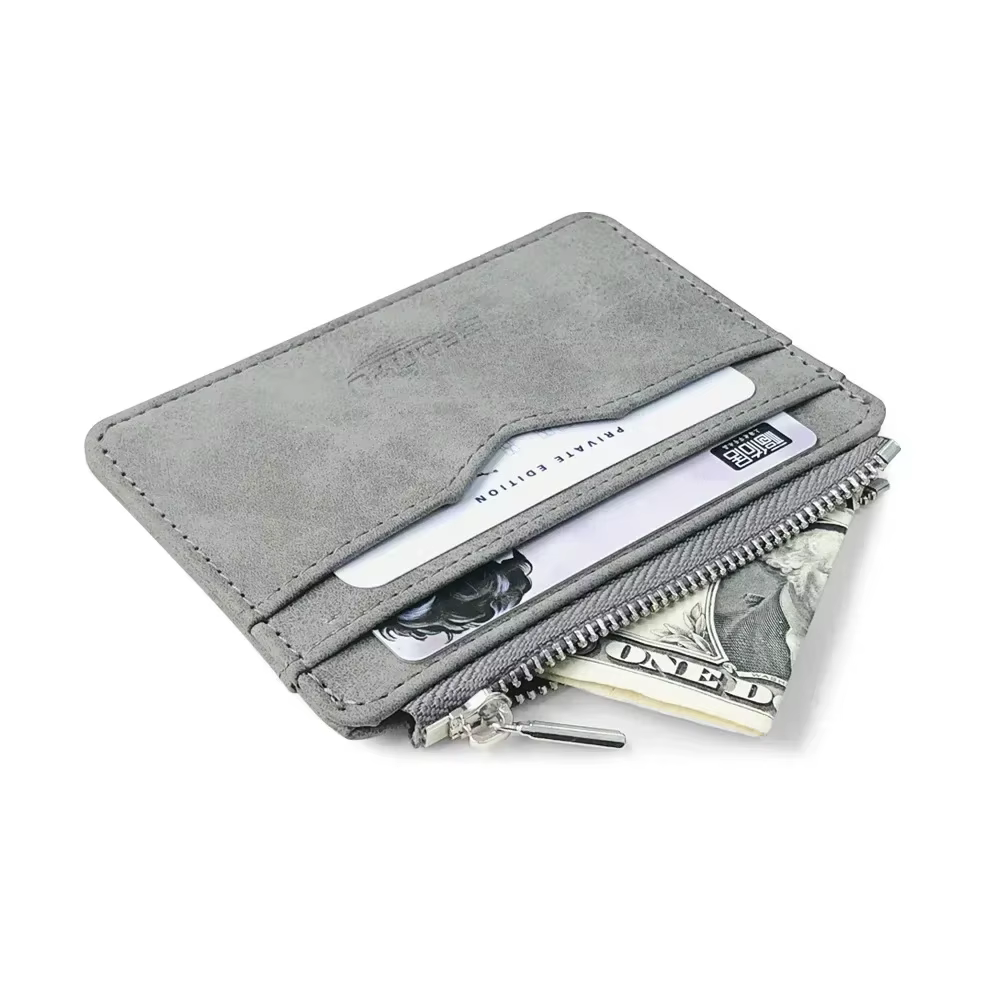 Portefeuille court en cuir mat pour hommes