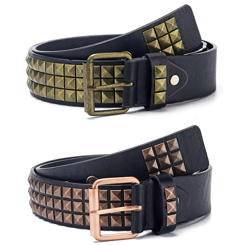 Mode nouvelle perle carrée Rivet ceinture métal pyramide