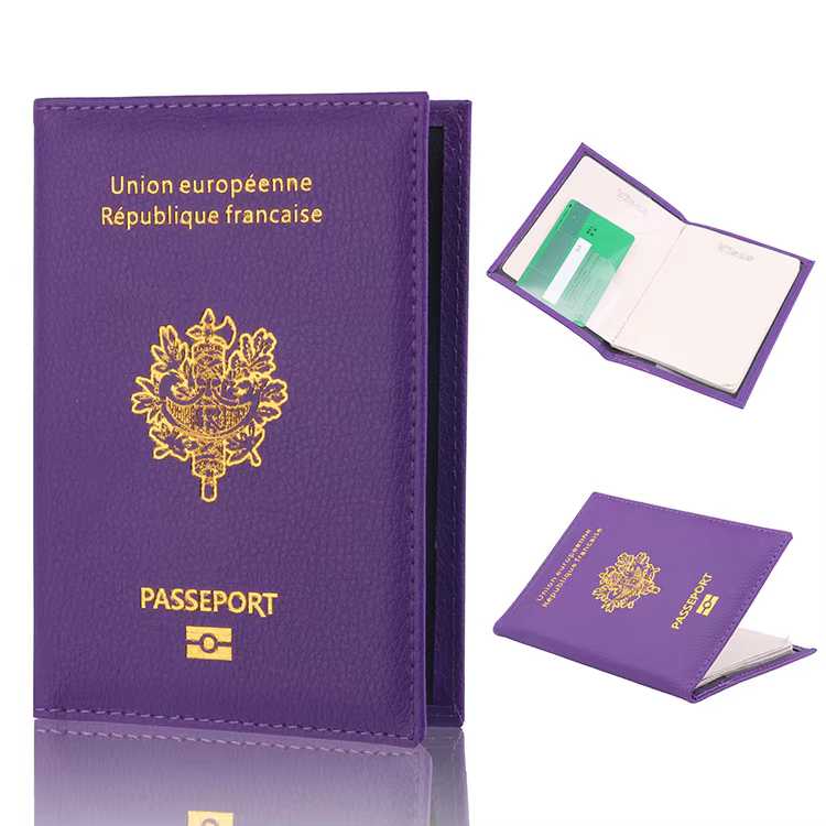 Couverture de passeport français en cuir PU
