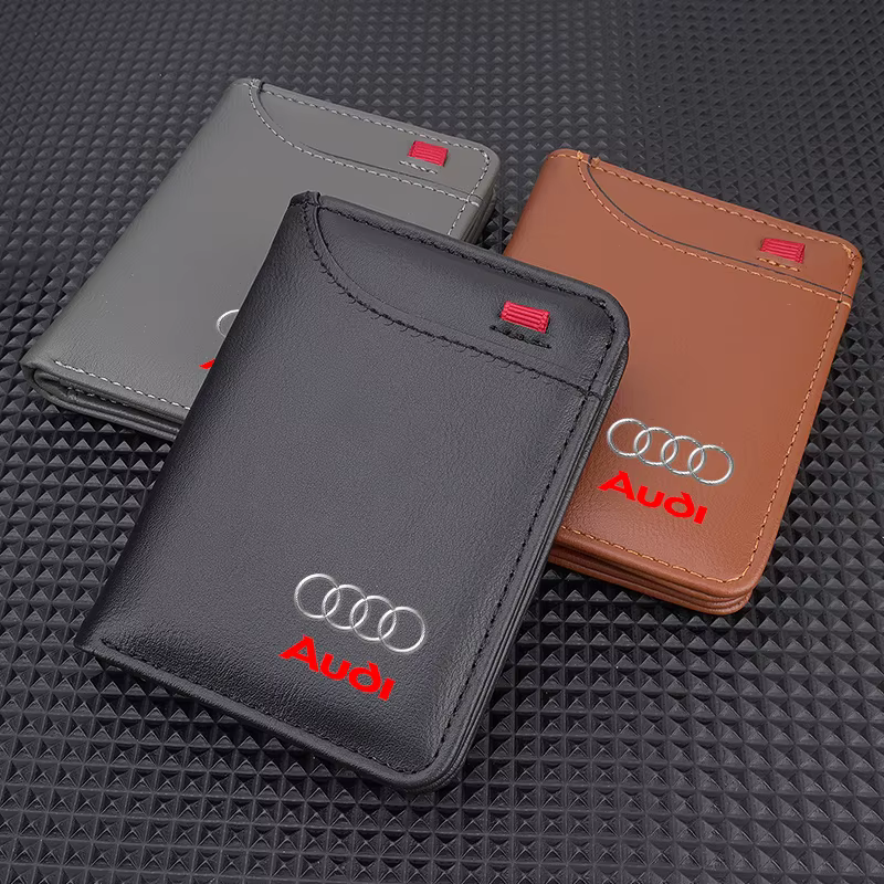 Portefeuille en cuir pour hommes avec logo de voiture