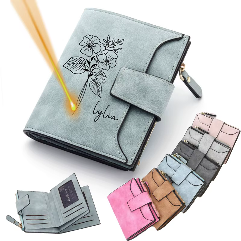 Portefeuille en cuir avec nom personnalisé pour femmes