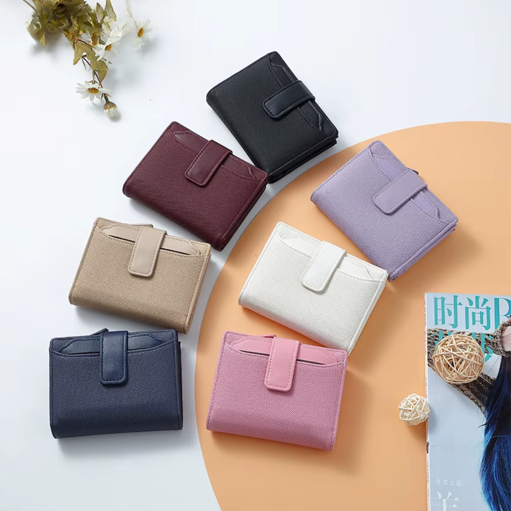 Portefeuille court pliant en cuir PU pour femmes