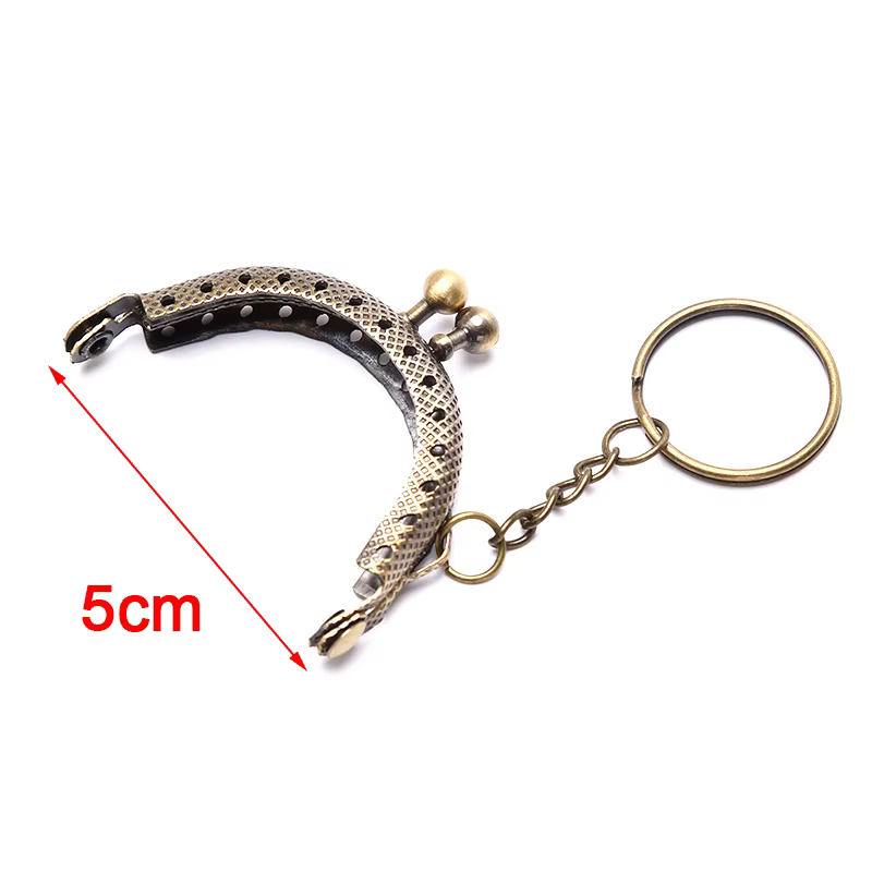 Porte-monnaie 5cm, cadre métallique avec porte-clés