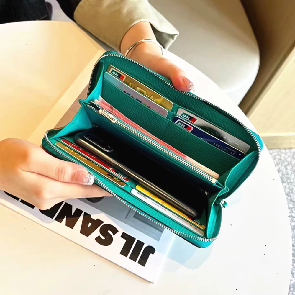 Portefeuille Long en cuir véritable pour femmes