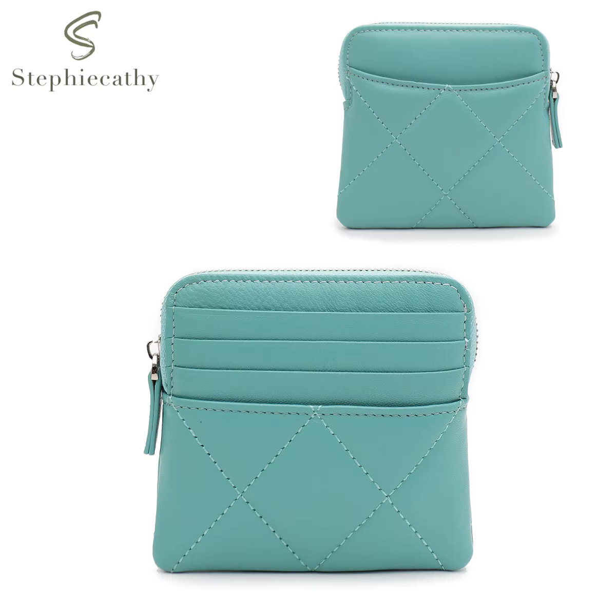 SC – petit portefeuille matelassé en peau de mouton pour femmes, porte-cartes multi-fentes, sac d'argent à fermeture éclair, porte-monnaie Portable et polyvalent