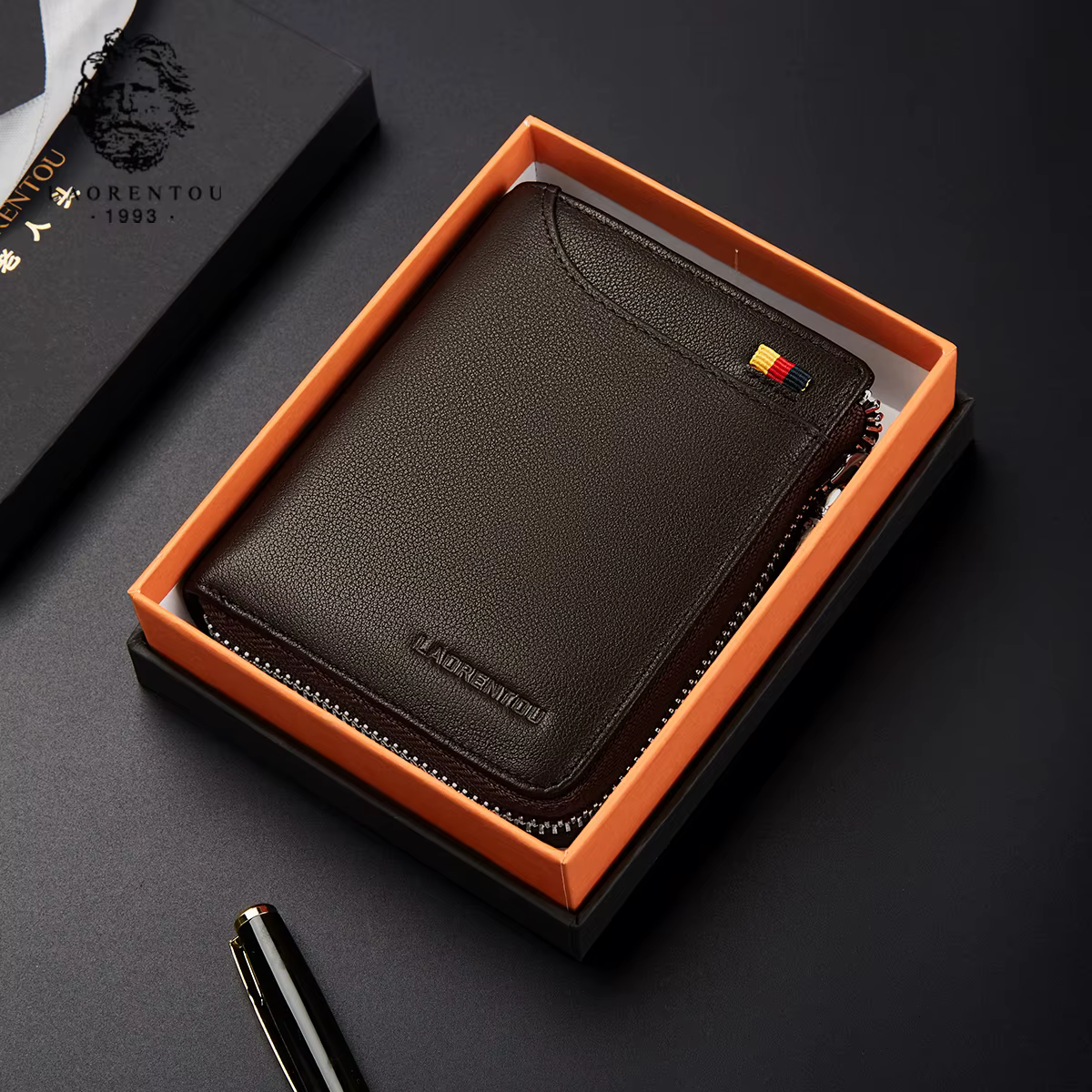 LAORENTOU portefeuille pour hommes en cuir véritable mode 2025 nouveau Design de haute qualité meilleur cadeau pour mari père luxe