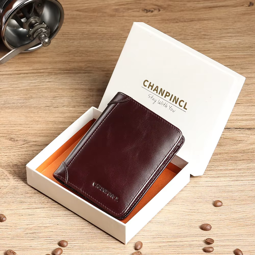 CHANPINCL - Portefeuille en cuir de vache véritable italien pour homme