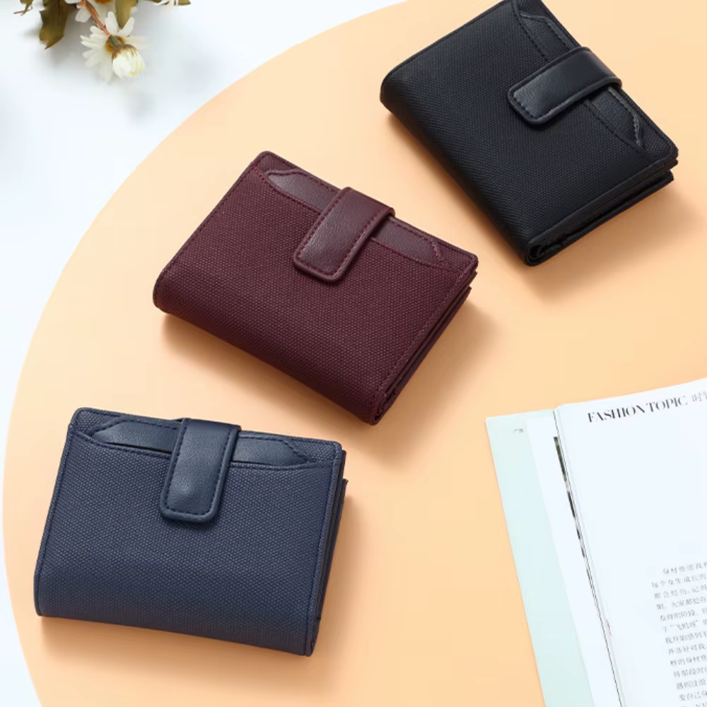 Portefeuille court pliant en cuir PU pour femmes