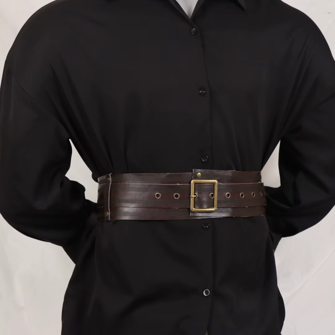 Ceinture large pour femme en cuir PU gothique