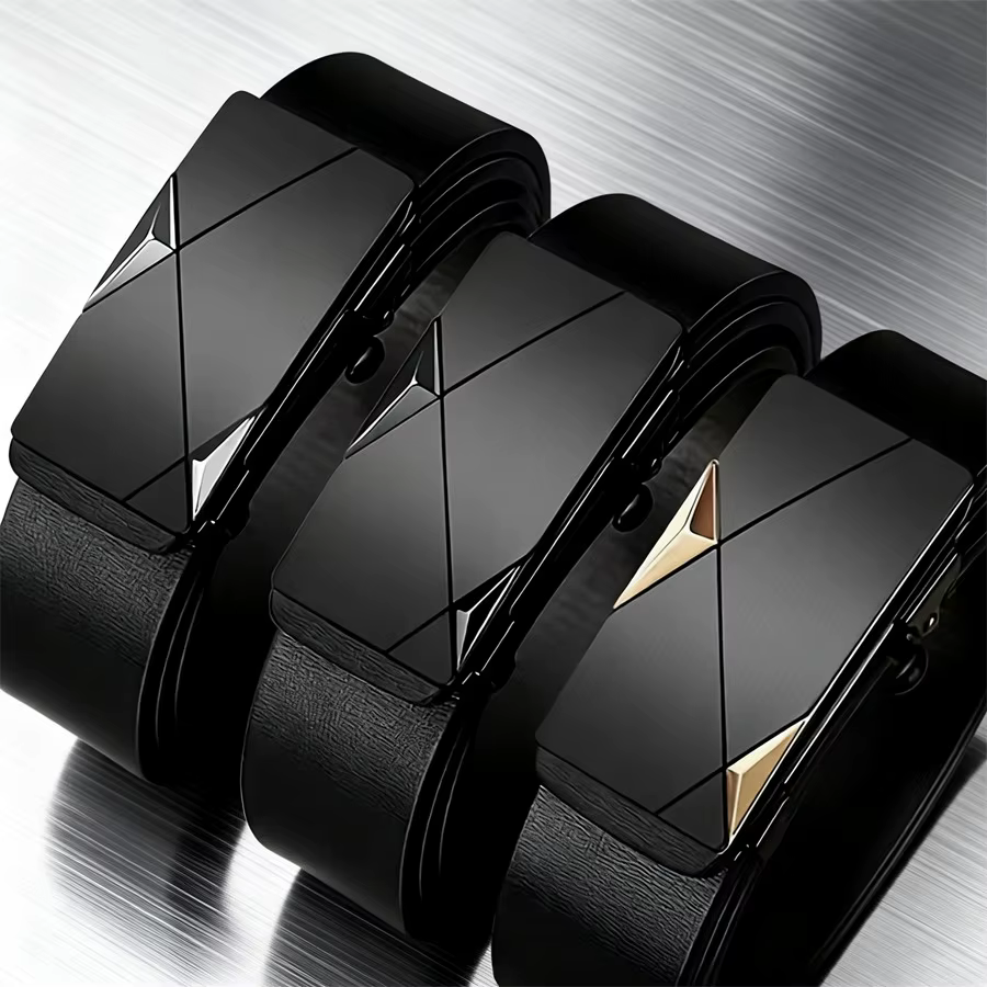 Ceinture noire à boucle automatique pour hommes