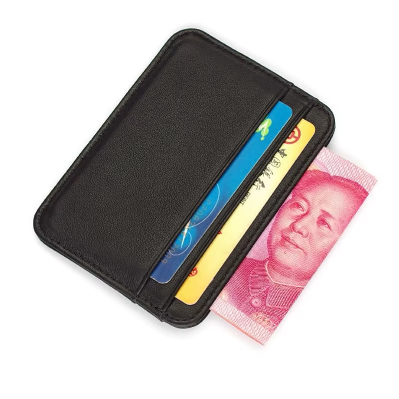 Porte-cartes en cuir véritable, portefeuille de luxe pour cartes, porte-cartes de visite, portefeuille fin et petit, sac à cartes en peau de mouton pour hommes et femmes
