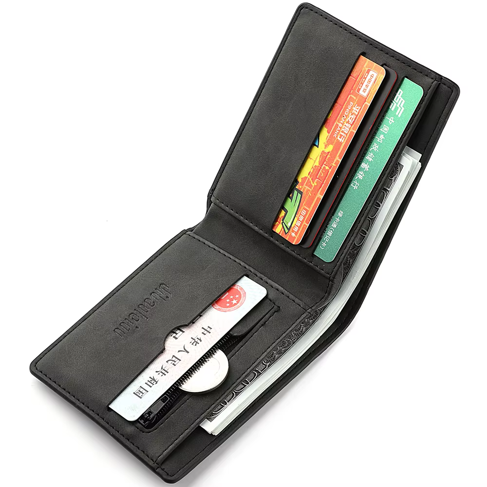 Nouveau portefeuille pour hommes à motif de plumes d'ange noires de qualité supérieure avec plusieurs fentes pour