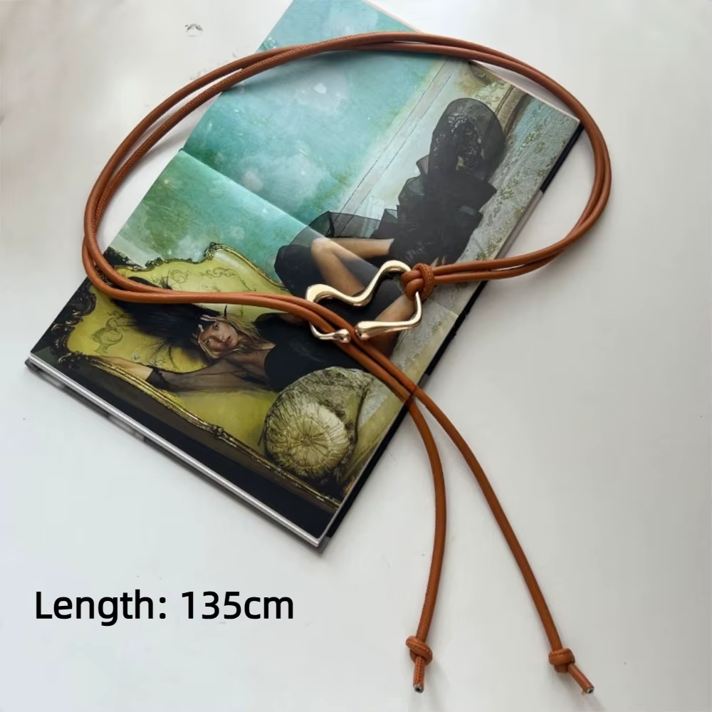 Ceinture fine en cuir PU pour femmes