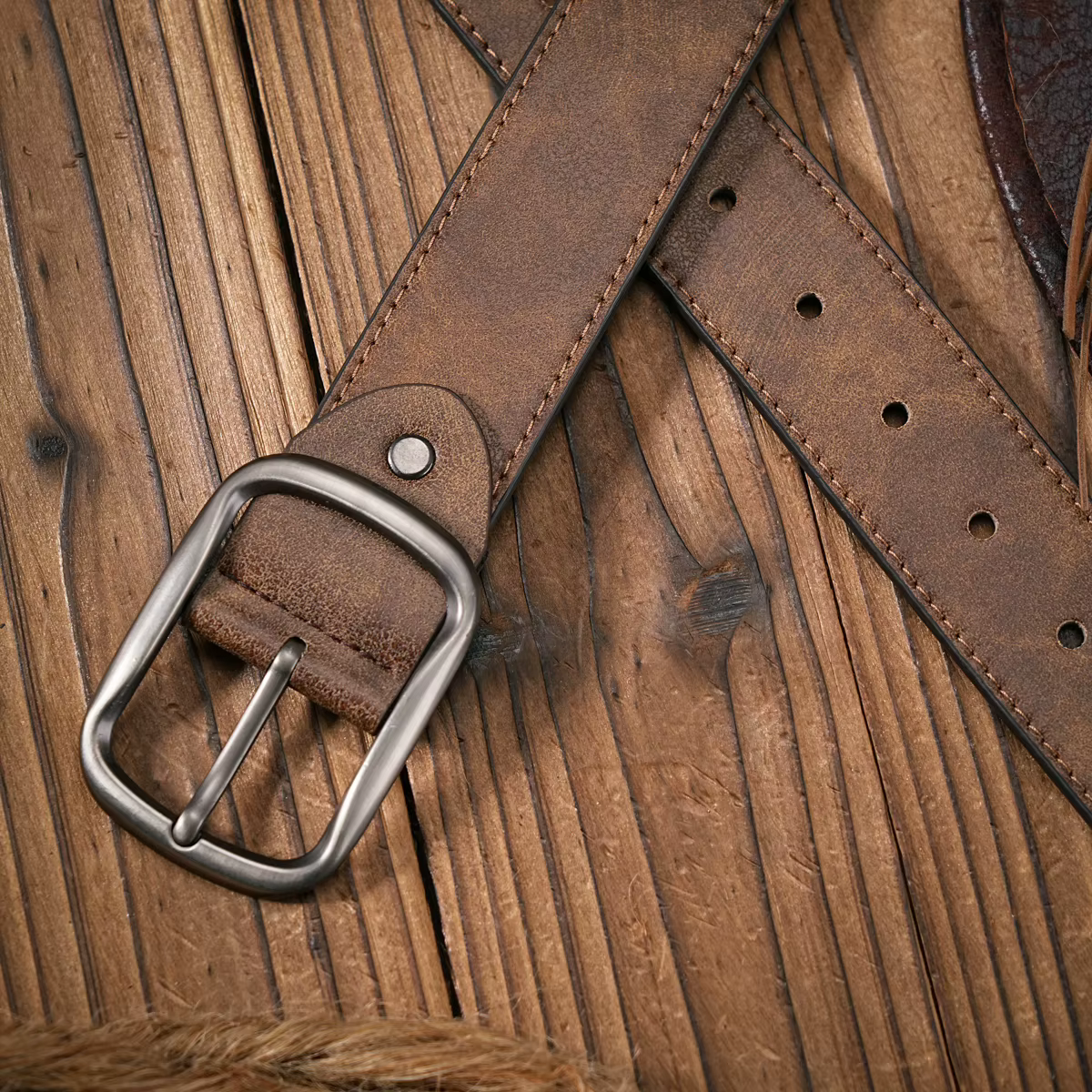 Hommes - Femmes - Western Denim - cuir pu - Ceinture - Jeans vintage avec boucle sculptée