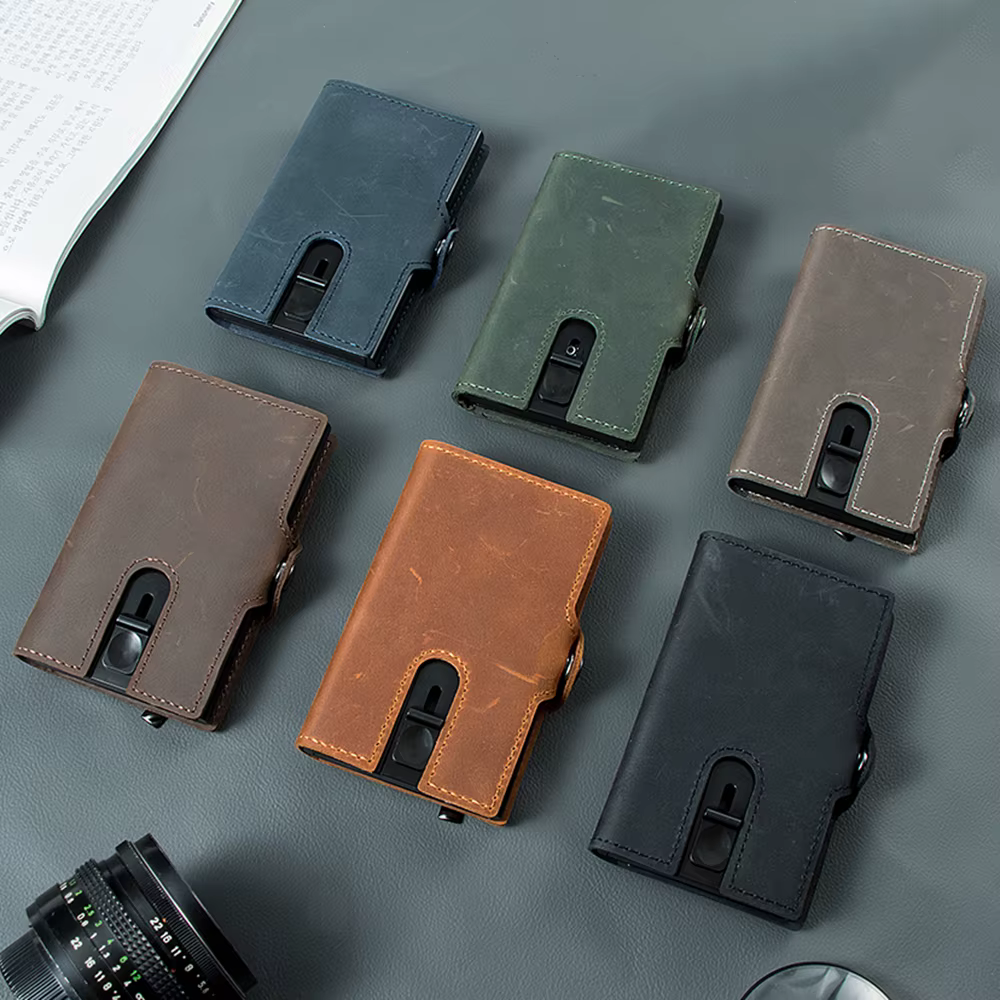 CASEKEY hommes portefeuilles 100% véritable cuir de vache Popup court porte-carte sac à main de haute qualité marque mâle portefeuille Tarjeteros Para Hombre