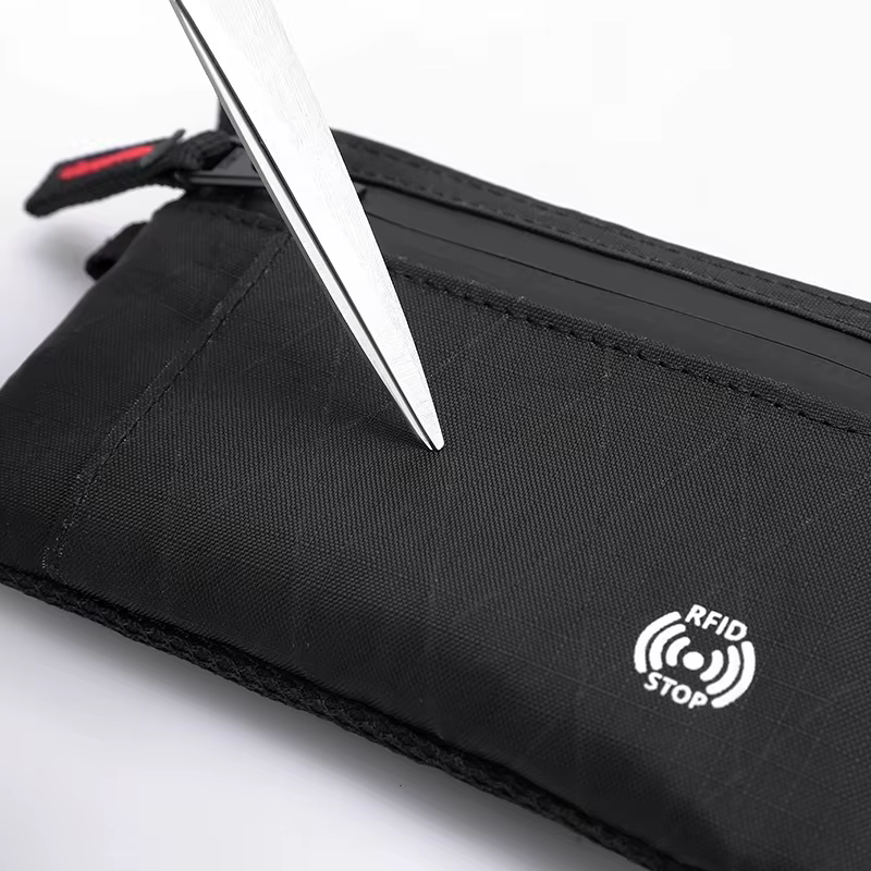 Rfid porte-carte de crédit hommes portefeuilles de luxe en Nylon mince portefeuille fermeture éclair