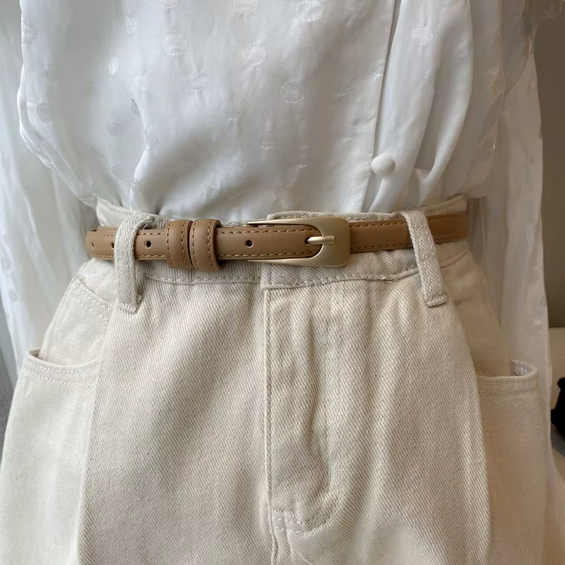 Ceinture fine polyvalente pour femme en cuir PU de haute qualité, idéale pour les jeans décontractés, ceinture fine vintage pour femme